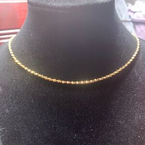Gold-Tone Diamond Cut Twisted Rope Necklace - Women Jewelry